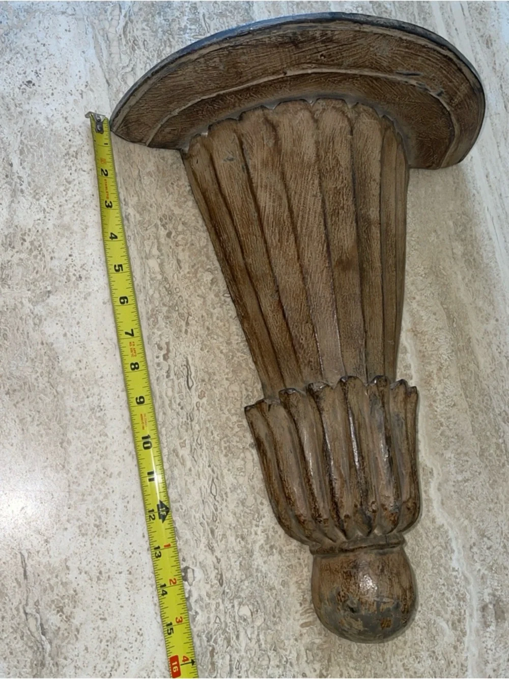Vtg Oversize Toleware Rustic Wooden Wall Sconce Shelf Display Decor XL Large